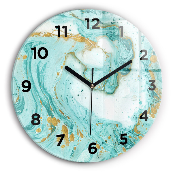 Round glass clock Marble texture