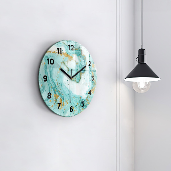 Round glass clock Marble texture