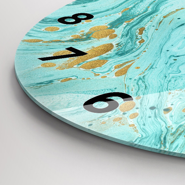 Round glass clock Marble texture