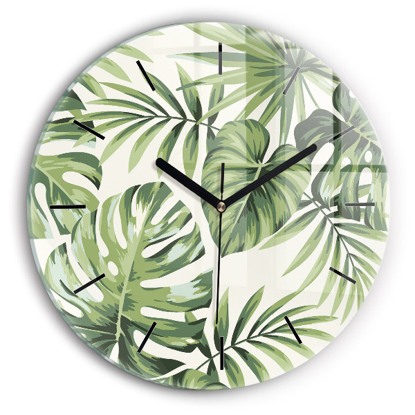 Round glass clock Tropical pattern
