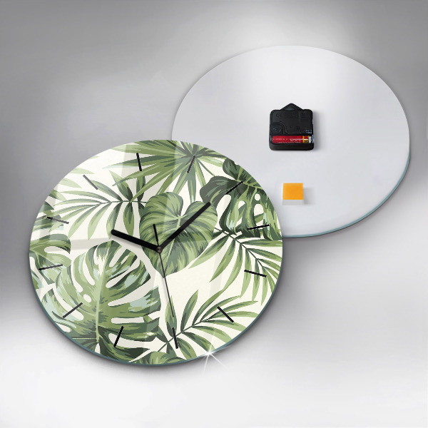 Round glass clock Tropical pattern