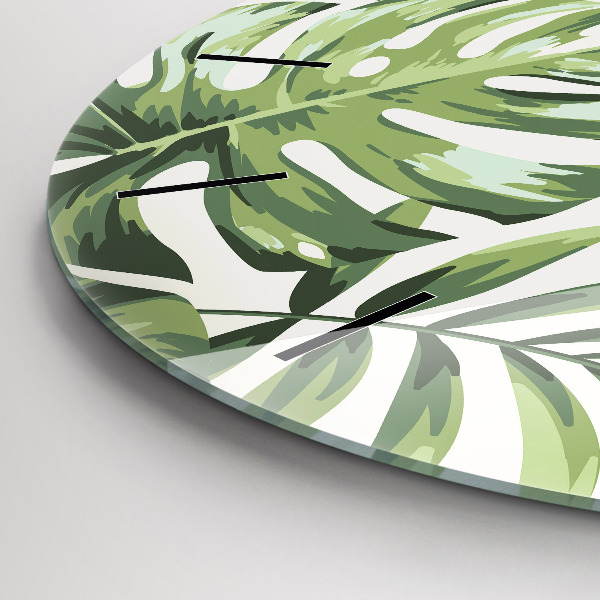 Round glass clock Tropical pattern