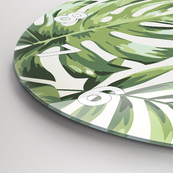 Round glass clock Tropical pattern