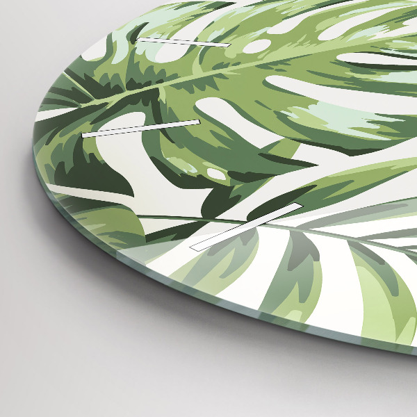 Round glass clock Tropical pattern