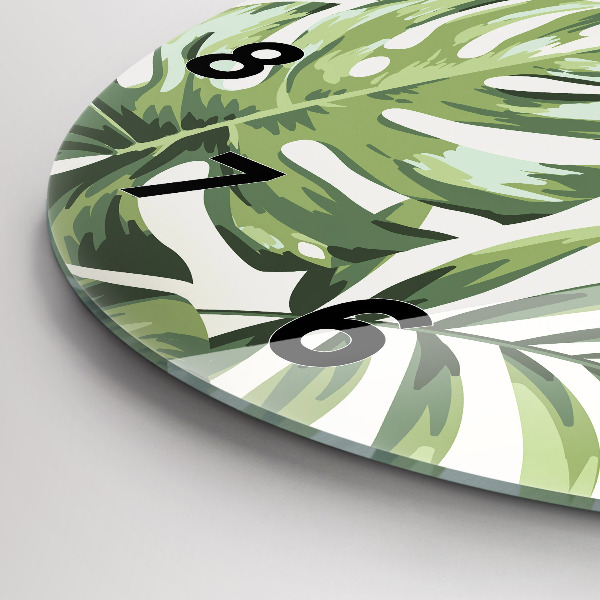 Round glass clock Tropical pattern