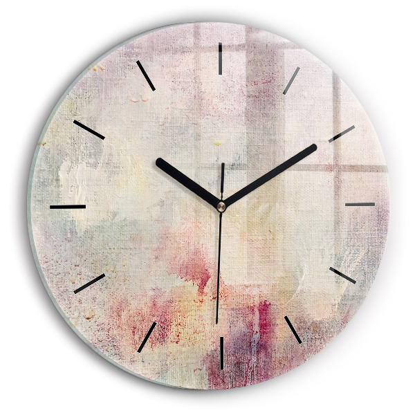 Round glass clock Painted abstraction