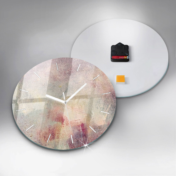 Round glass clock Painted abstraction