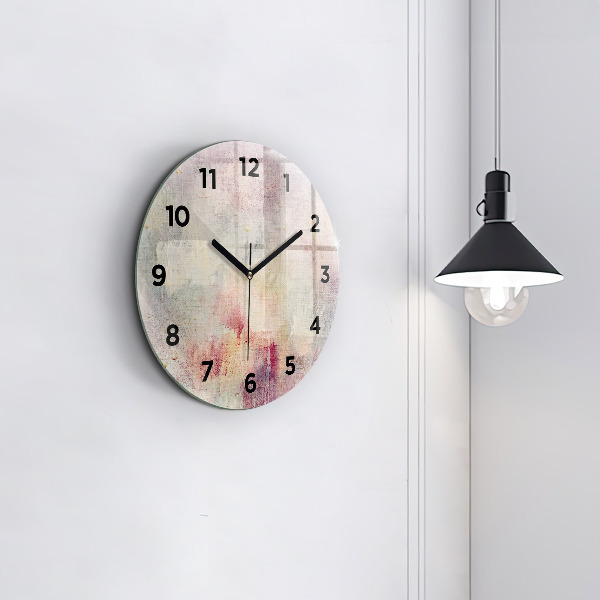 Round glass clock Painted abstraction