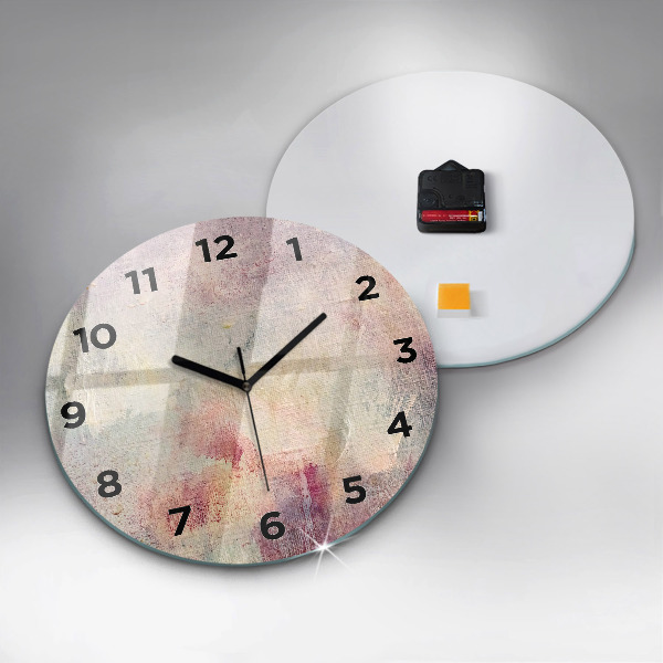 Round glass clock Painted abstraction