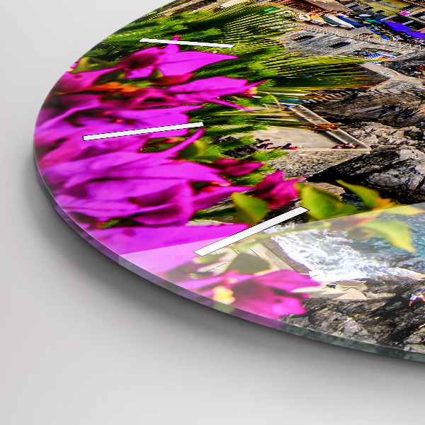 Round glass clock Cinque Terre Coast