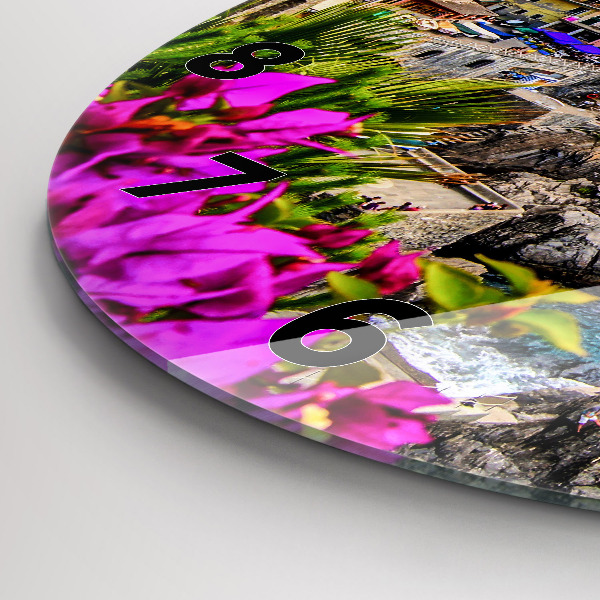 Round glass clock Cinque Terre Coast