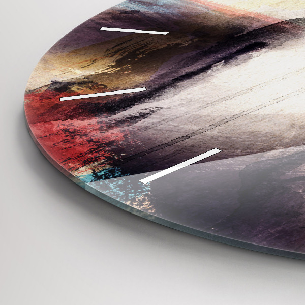 Round glass clock Abstract portrait of a woman