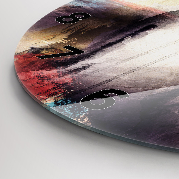 Round glass clock Abstract portrait of a woman