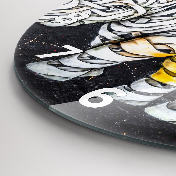 Round glass clock Abstract rhino