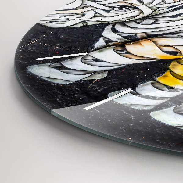 Round glass clock Abstract rhino