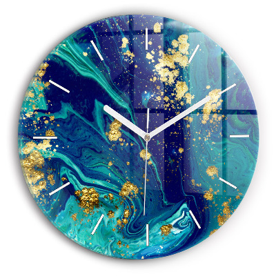 Round glass clock Modern abstraction