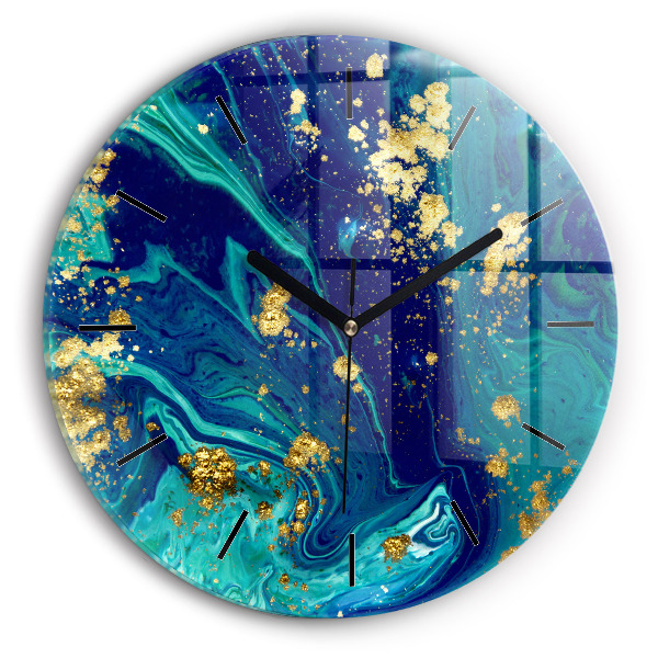 Round glass clock Modern abstraction