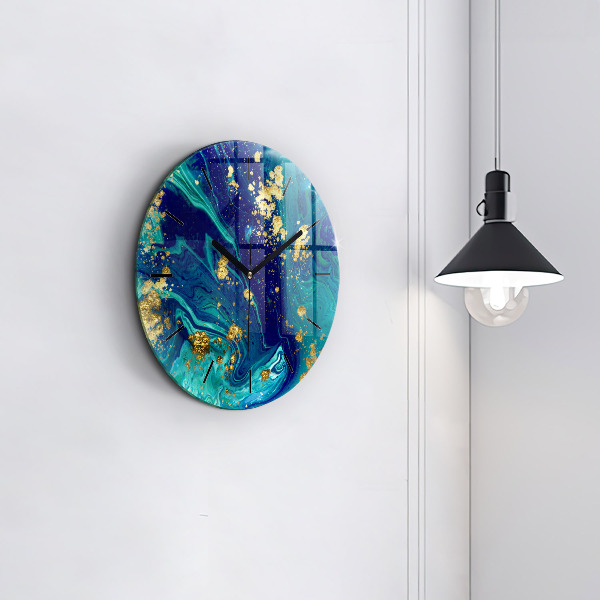 Round glass clock Modern abstraction
