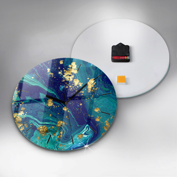 Round glass clock Modern abstraction