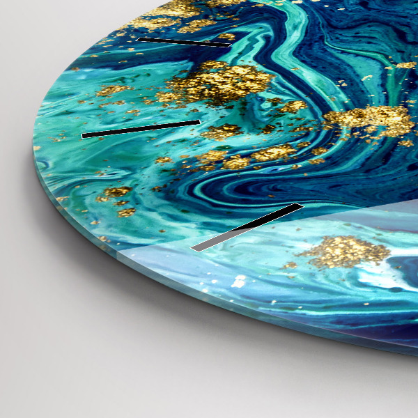 Round glass clock Modern abstraction