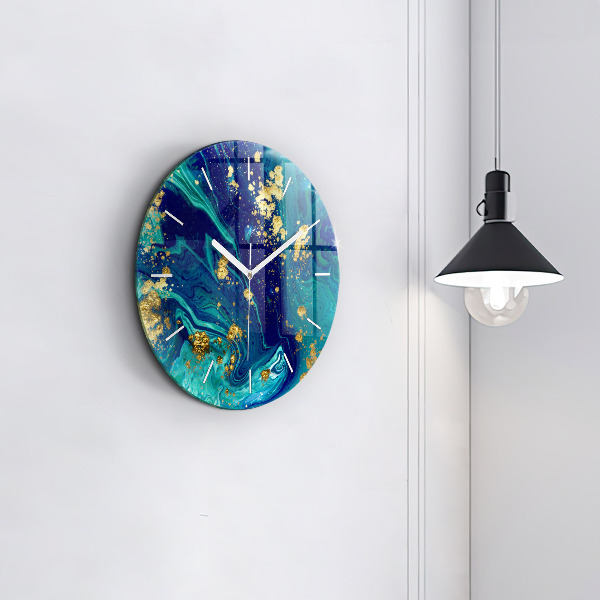 Round glass clock Modern abstraction