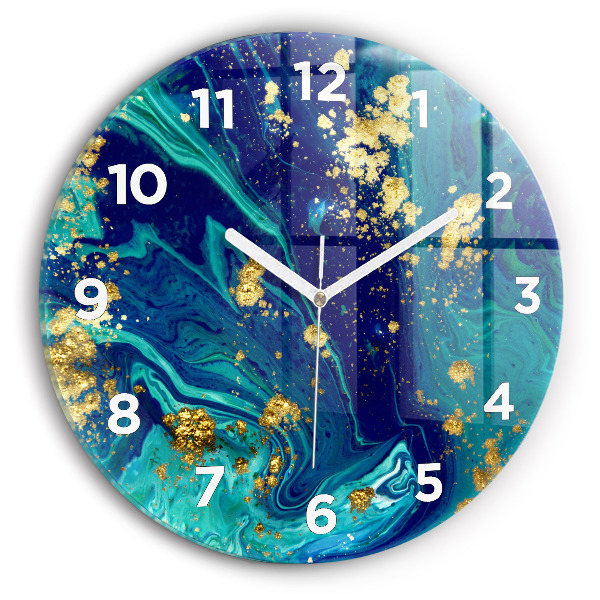 Round glass clock Modern abstraction