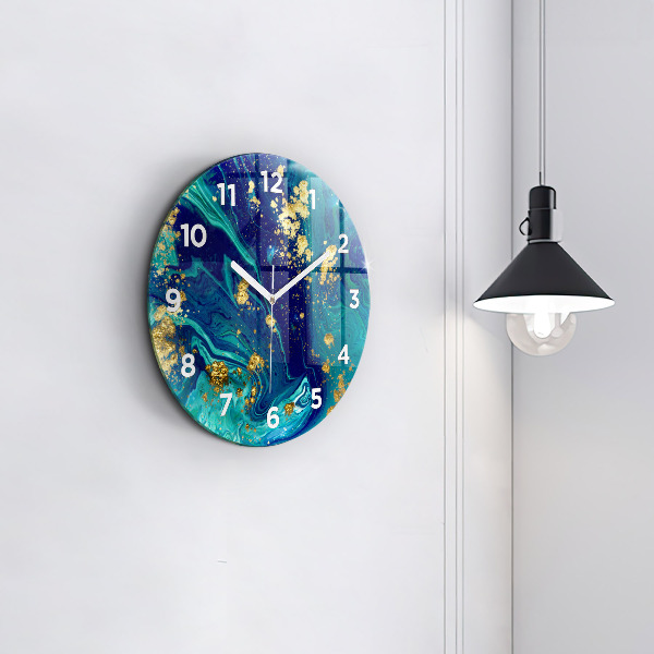 Round glass clock Modern abstraction