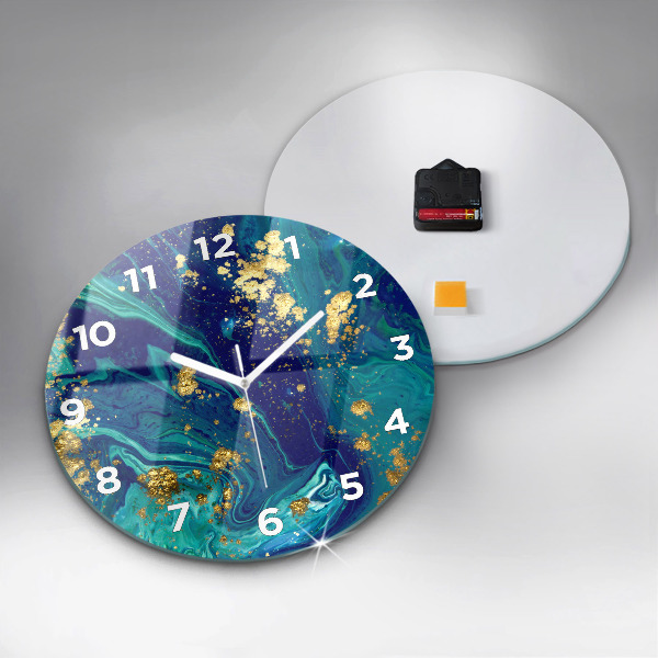 Round glass clock Modern abstraction