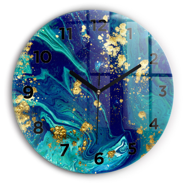 Round glass clock Modern abstraction