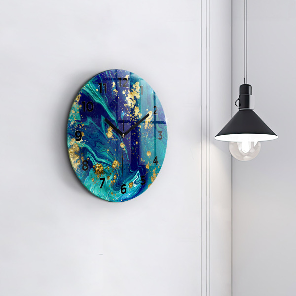 Round glass clock Modern abstraction