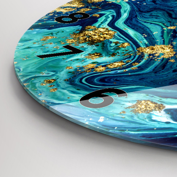 Round glass clock Modern abstraction