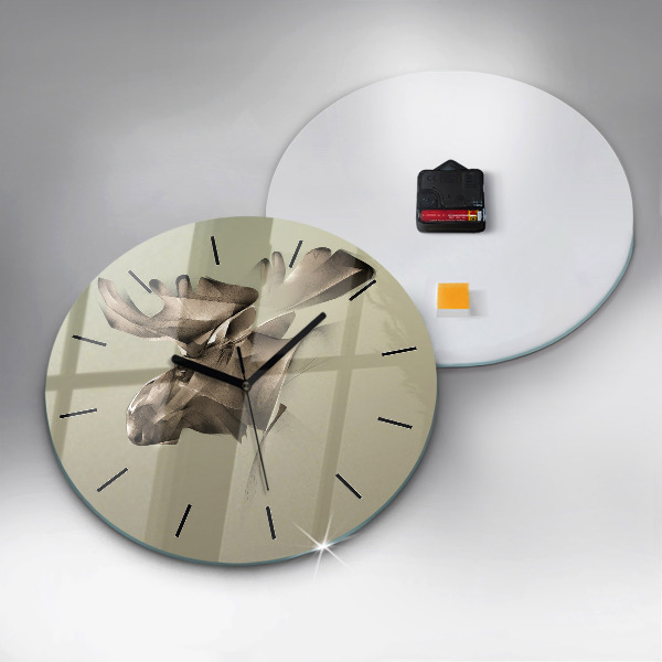 Round glass clock Graphic moose