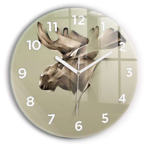 Round glass clock Graphic moose
