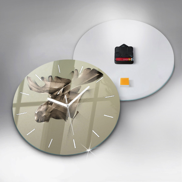 Round glass clock Graphic moose