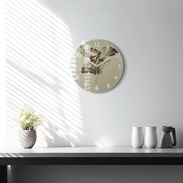 Round glass clock Graphic moose