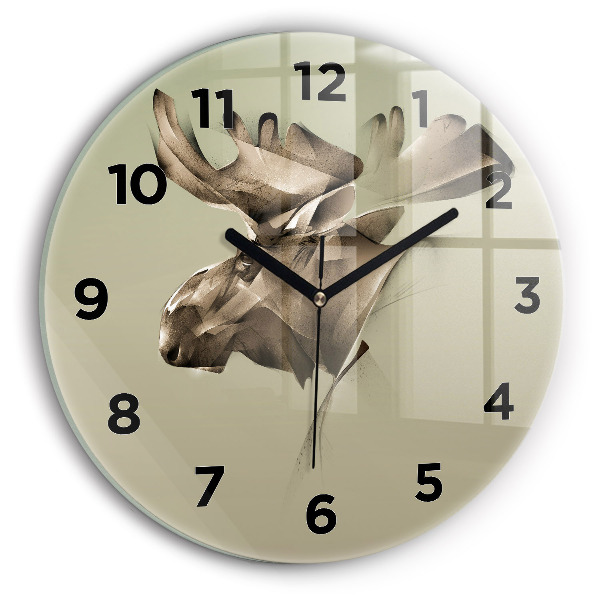 Round glass clock Graphic moose