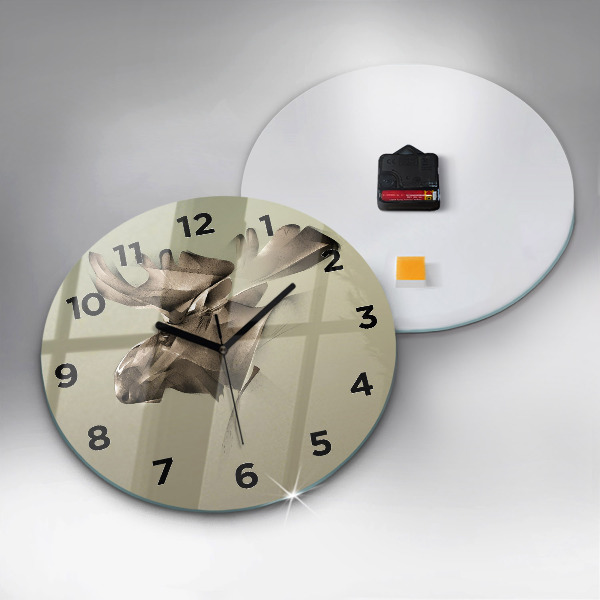 Round glass clock Graphic moose