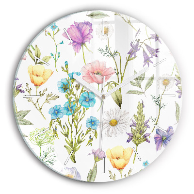 Round glass clock Flower Composition