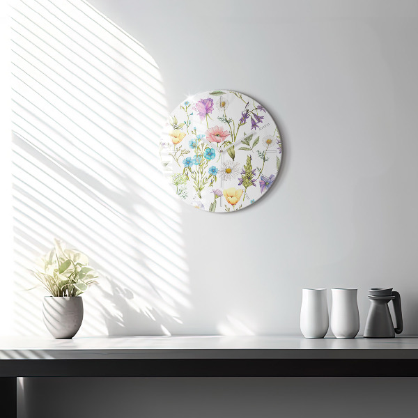 Round glass clock Flower Composition