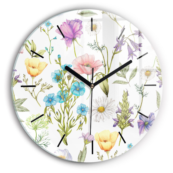 Round glass clock Flower Composition
