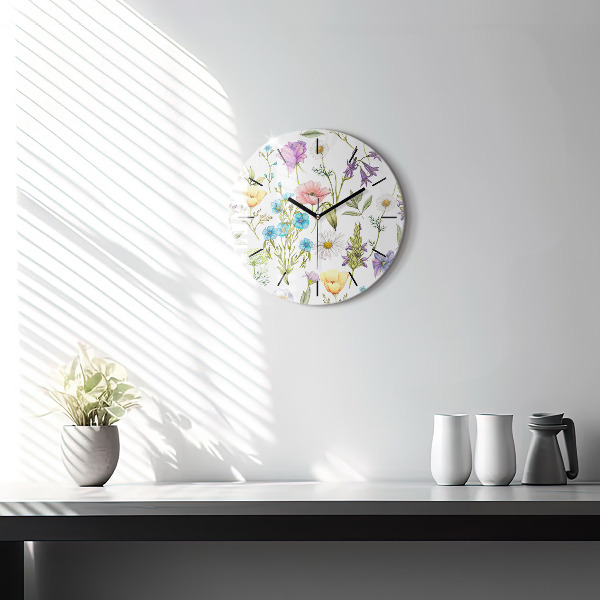 Round glass clock Flower Composition