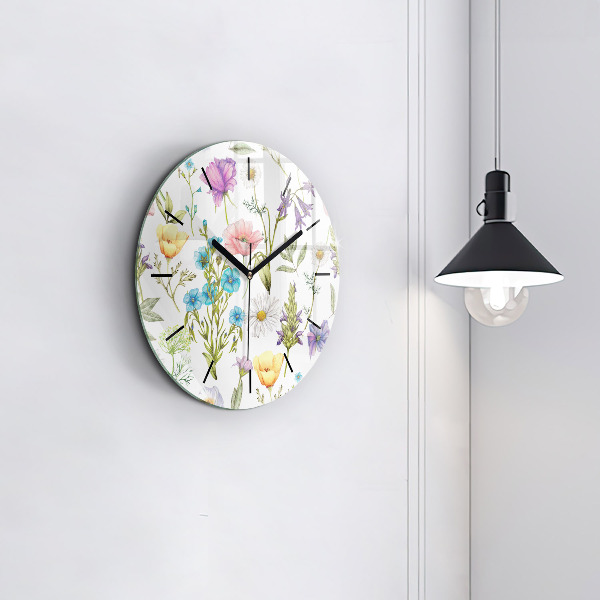 Round glass clock Flower Composition