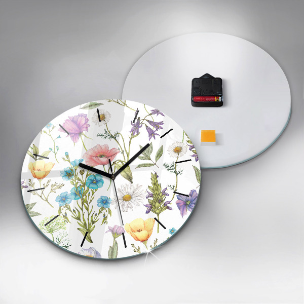 Round glass clock Flower Composition