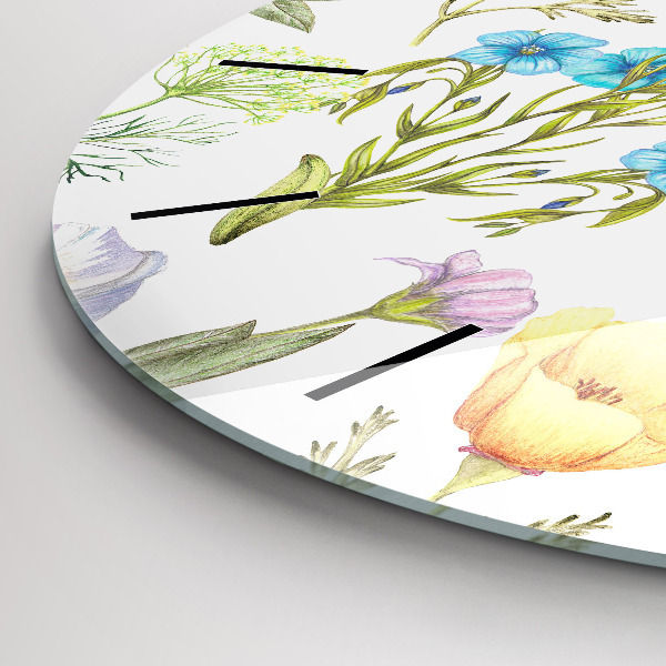 Round glass clock Flower Composition