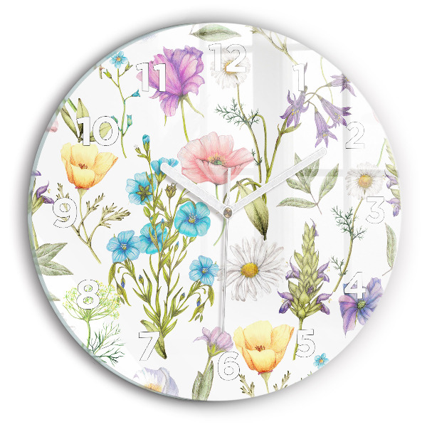 Round glass clock Flower Composition