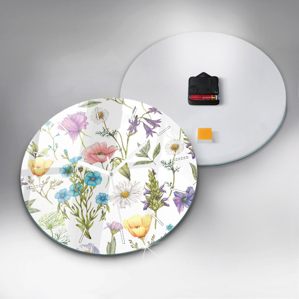 Round glass clock Flower Composition