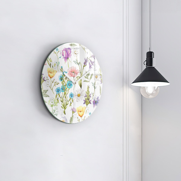 Round glass clock Flower Composition