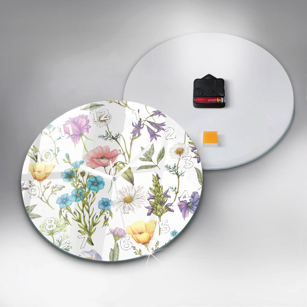 Round glass clock Flower Composition
