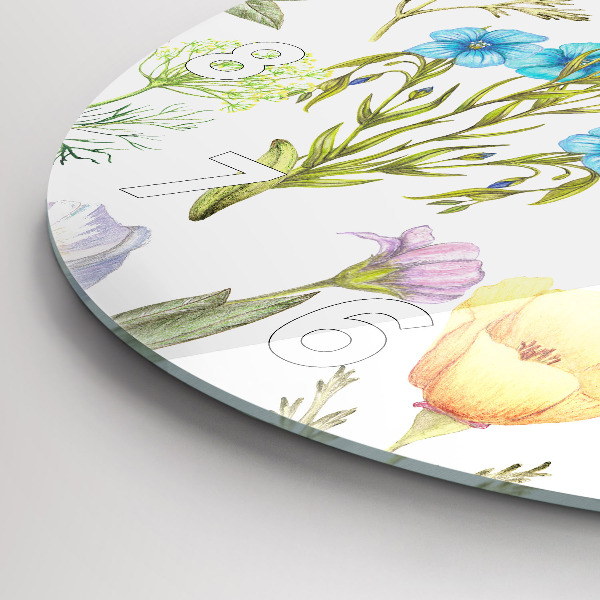 Round glass clock Flower Composition