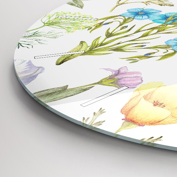 Round glass clock Flower Composition